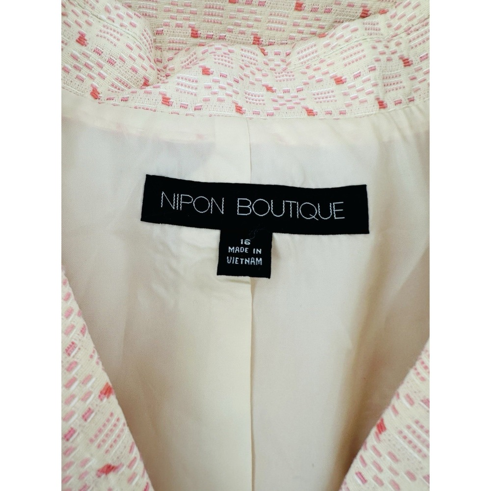 Nipon Boutique Skirt Suit 2-PC Set Cream Pink Tweed Sz 16 Career Office FF28 - Picture 7 of 16